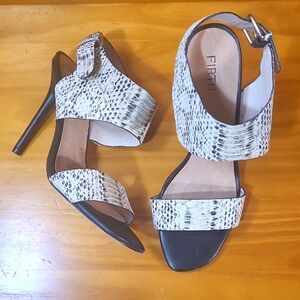 Firth Embossed Reptile Print Wide Strap Slingbacks